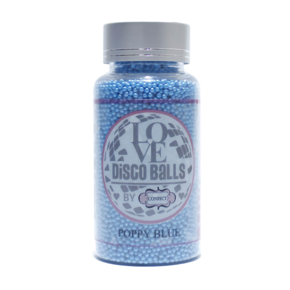 confect poppy blue disco balls sprinkles 2 mm 120 gms