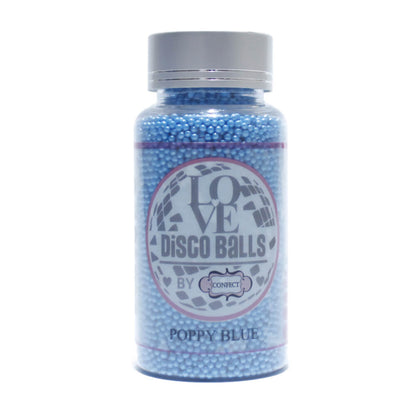 confect poppy blue disco balls sprinkles 2 mm 120 gms