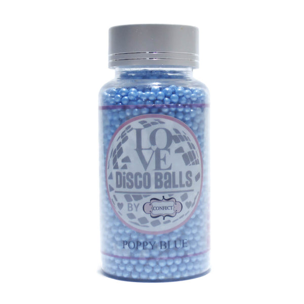 confect poppy blue disco balls sprinkles 3 mm 120 gms
