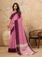 Thumbnail for Astita Rani Pink Linen Saree