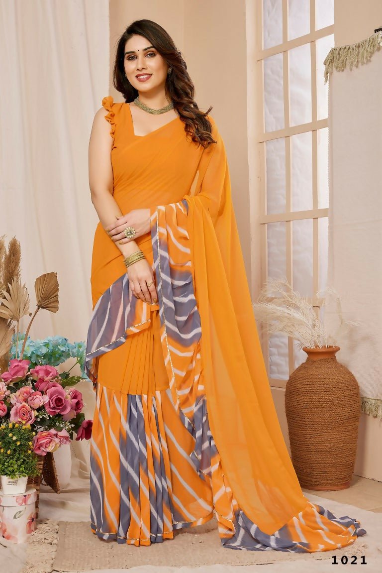 Aafreen Partywear Designer Orange Georgette Fancy Saree - Distacart