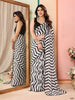 Partywear Designer Black & White Georgette Fancy Saree - Satrangi - Distacart