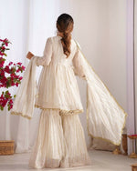 Thumbnail for Teeya Creation White Color Mal Chanderi Silk Mirror Work And Hand Work Sharara set
