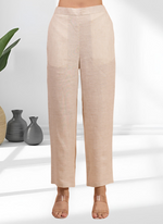 Thumbnail for Joban Fashion Beige Linen Embroidered Readymade Cord Set - Distacart