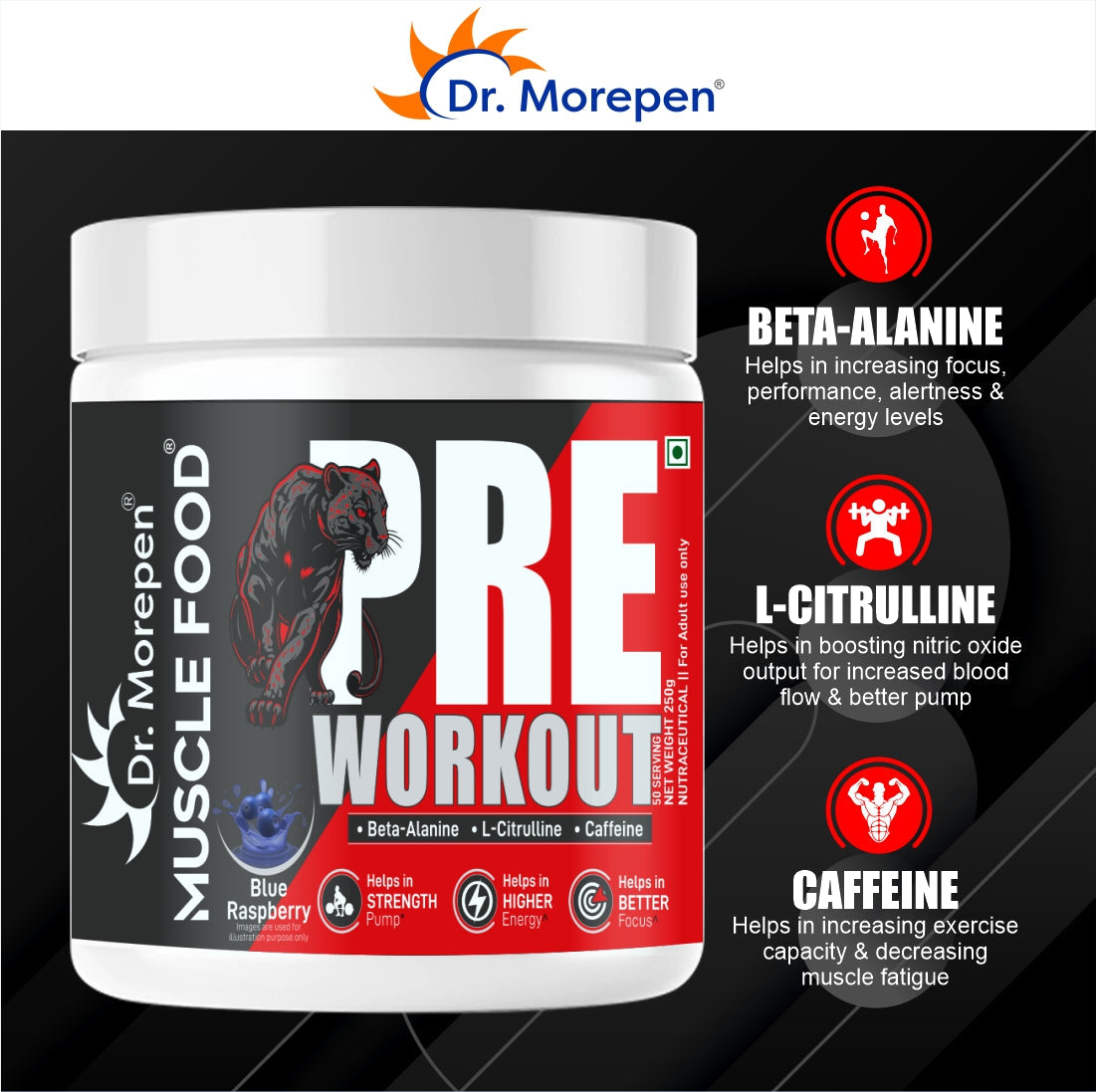 Dr Morpen Muscle Food Pre-Workout (Blue Raspberry)