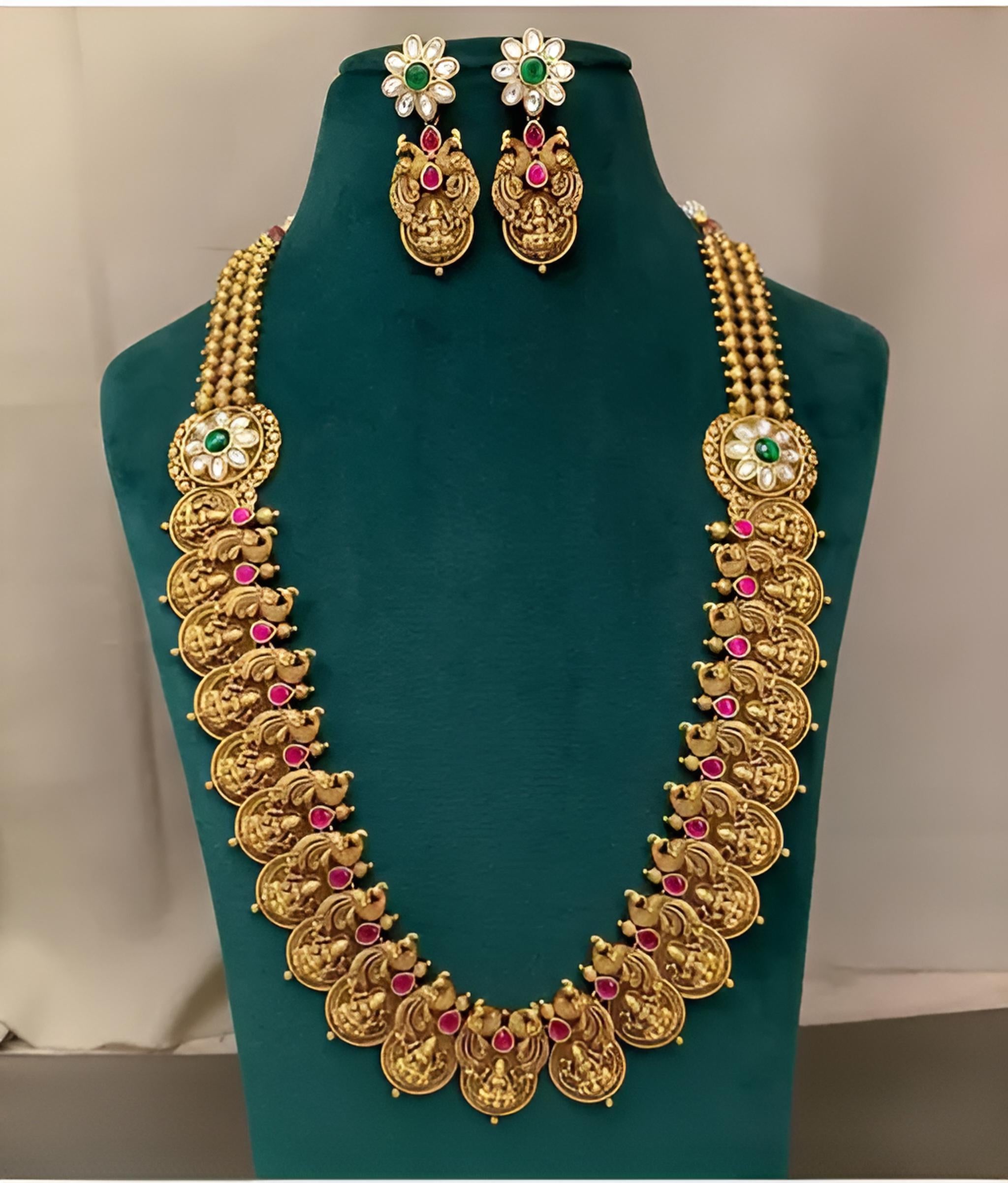 Jewel City Opulent Gold and Gemstone Necklace Set - Distacart
