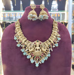 Thumbnail for Jewel City Opulent Gold Peacock Lakshmi Temple Necklace Set - Handcrafted Antique Finish Bridal Jewelry with Emerald & Pearl Accent