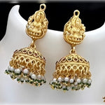 Thumbnail for Jewel City Temple Jewelry Long Necklace Set - Antique Gold Lakshmi Design with Pearl Drops & Jhumka (Bridal Collection)