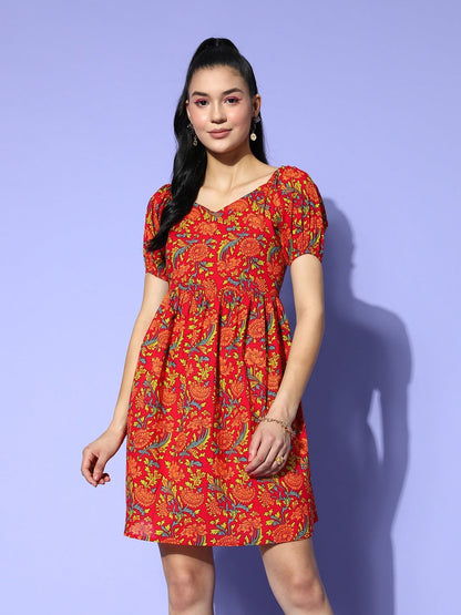 Yufta Printed A-Line Dress - Distacart