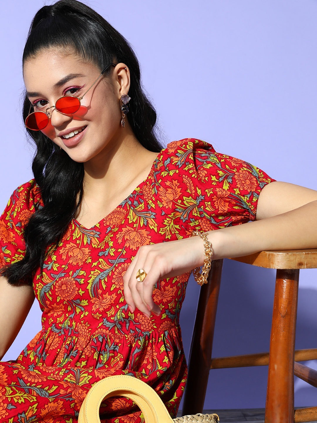 Yufta Printed A-Line Dress - Distacart