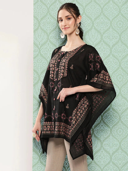 Yufta Printed Kimono Sleeve Ethnic Kaftan Top - Distacart