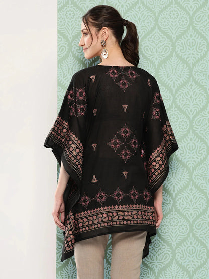 Yufta Printed Kimono Sleeve Ethnic Kaftan Top - Distacart