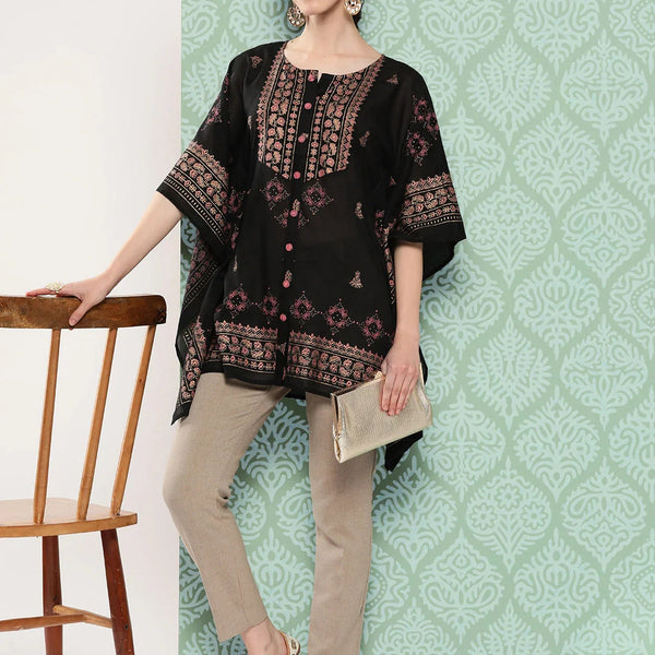 Yufta Printed Kimono Sleeve Ethnic Kaftan Top - Distacart