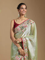 Thumbnail for Teeya Creation Green Color Organza Silk Heavy Work Saree - Distacart