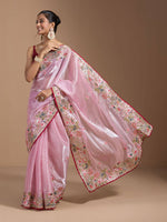 Thumbnail for Teeya Creation Pink Color Organza Silk Heavy Work Saree - Distacart