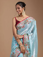 Thumbnail for Teeya Creation Sky Color Organza Silk Heavy Work Saree - Distacart