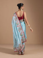 Thumbnail for Teeya Creation Sky Color Organza Silk Heavy Work Saree - Distacart