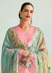 Thumbnail for Pretty Pink Pure Muslin Resham Embroidered Salwar Suit - Emponline - Distacart