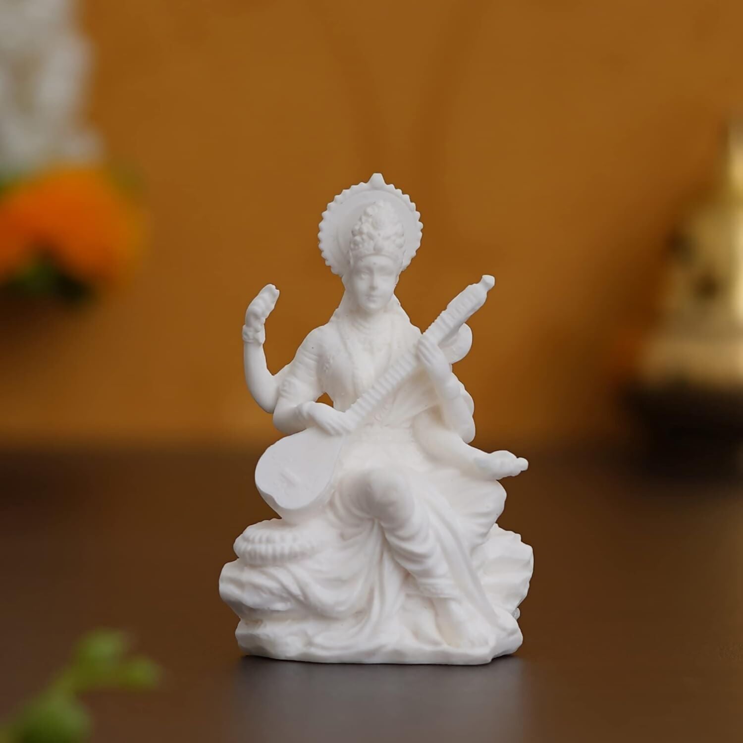 eCraftIndia White Polyresin Goddess Saraswati Statue - Distacart