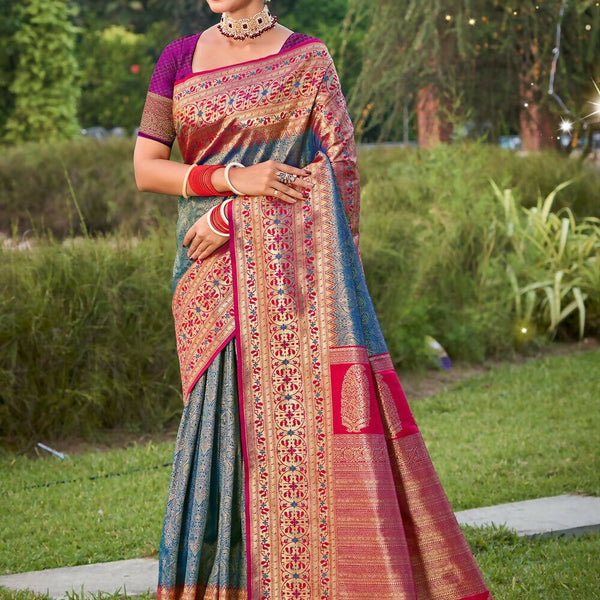 Astita Blue Banarasi Silk Saree