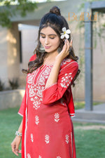 Thumbnail for BulBul Akshyani Rust Rayon Kurta Set with Dupatta