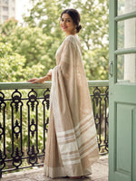 Thumbnail for Shree Shyam Fashion Lite Brown Linen Saree - Distacart