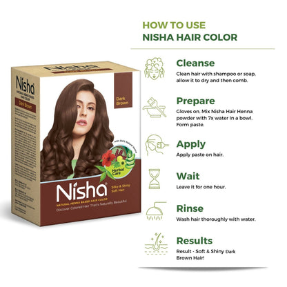 Nisha Henna Based Hair Colour for Women & Men Dark Brown - Distacart