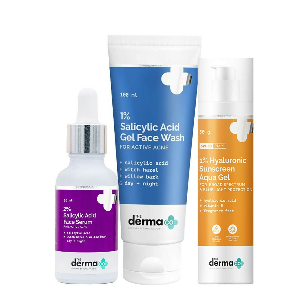 The Derma Co Summer Essential Bestseller Kit with Salicylic and Hyaluronic for Active Acne - Distacart