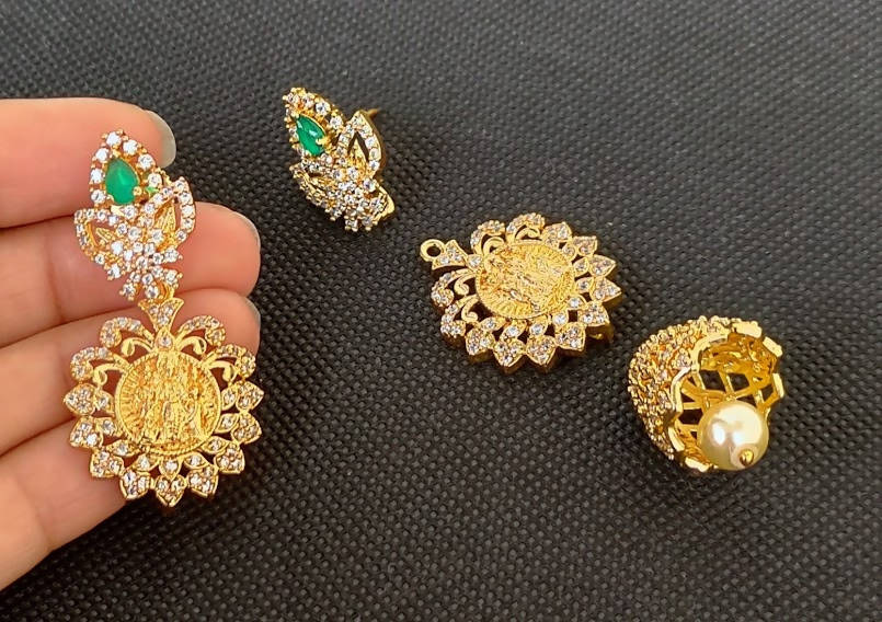 AD Emeralds Designer 4 in 1 Earrings online