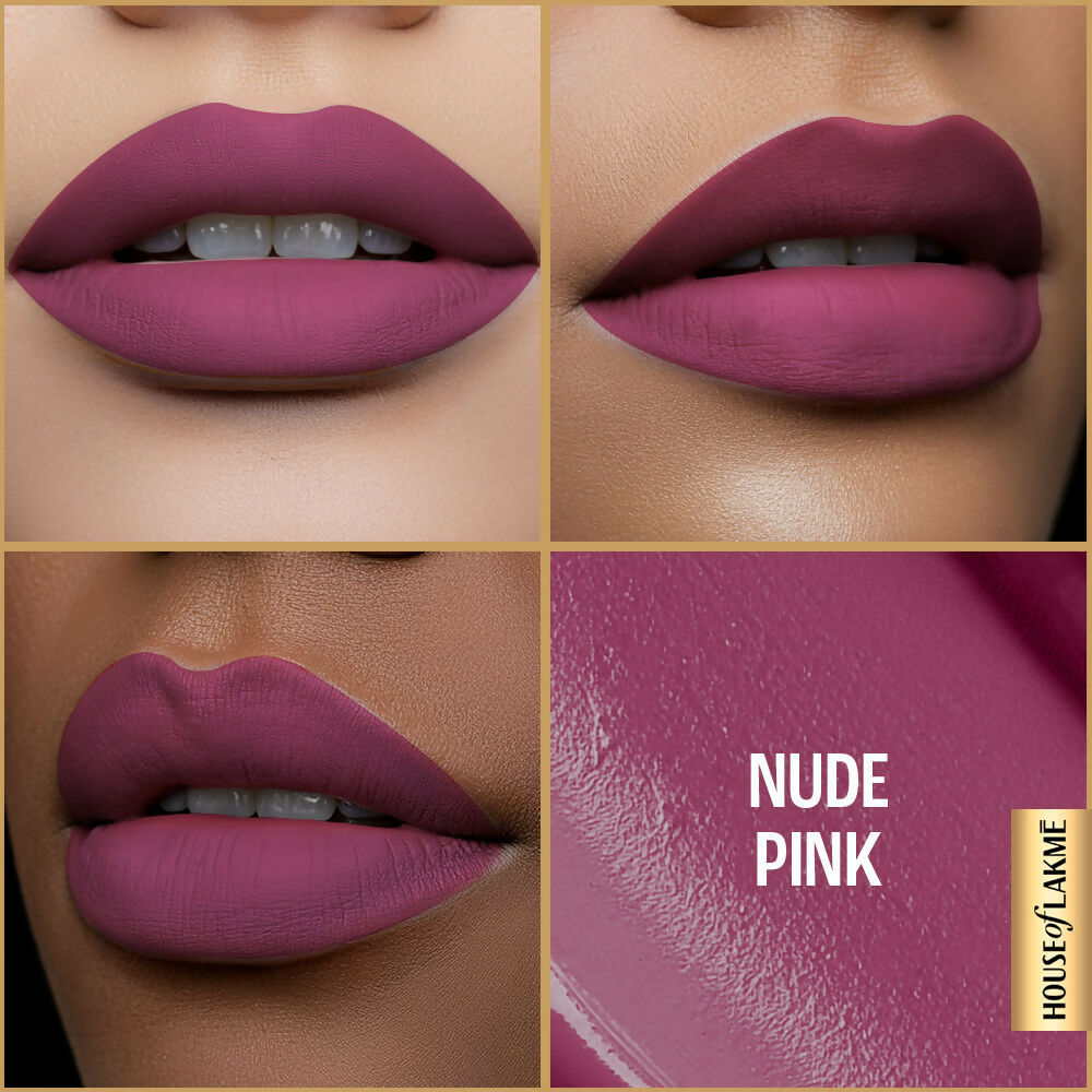 Lakme Ultimate Glam Matte Liquid Lipstick - Nude Pink