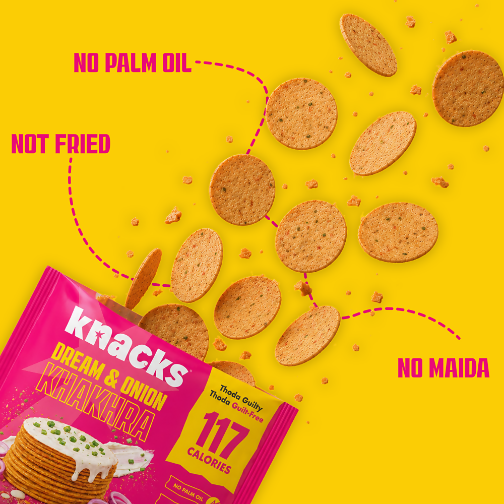 Knacks Coin Khakhra Crisps - Dream & Onion Flavour - Dista