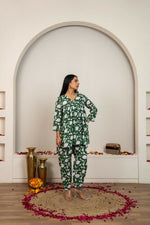 Thumbnail for Joban Fashion Green Hand Block Printed Cotton Co-Ord Set - Distacart
