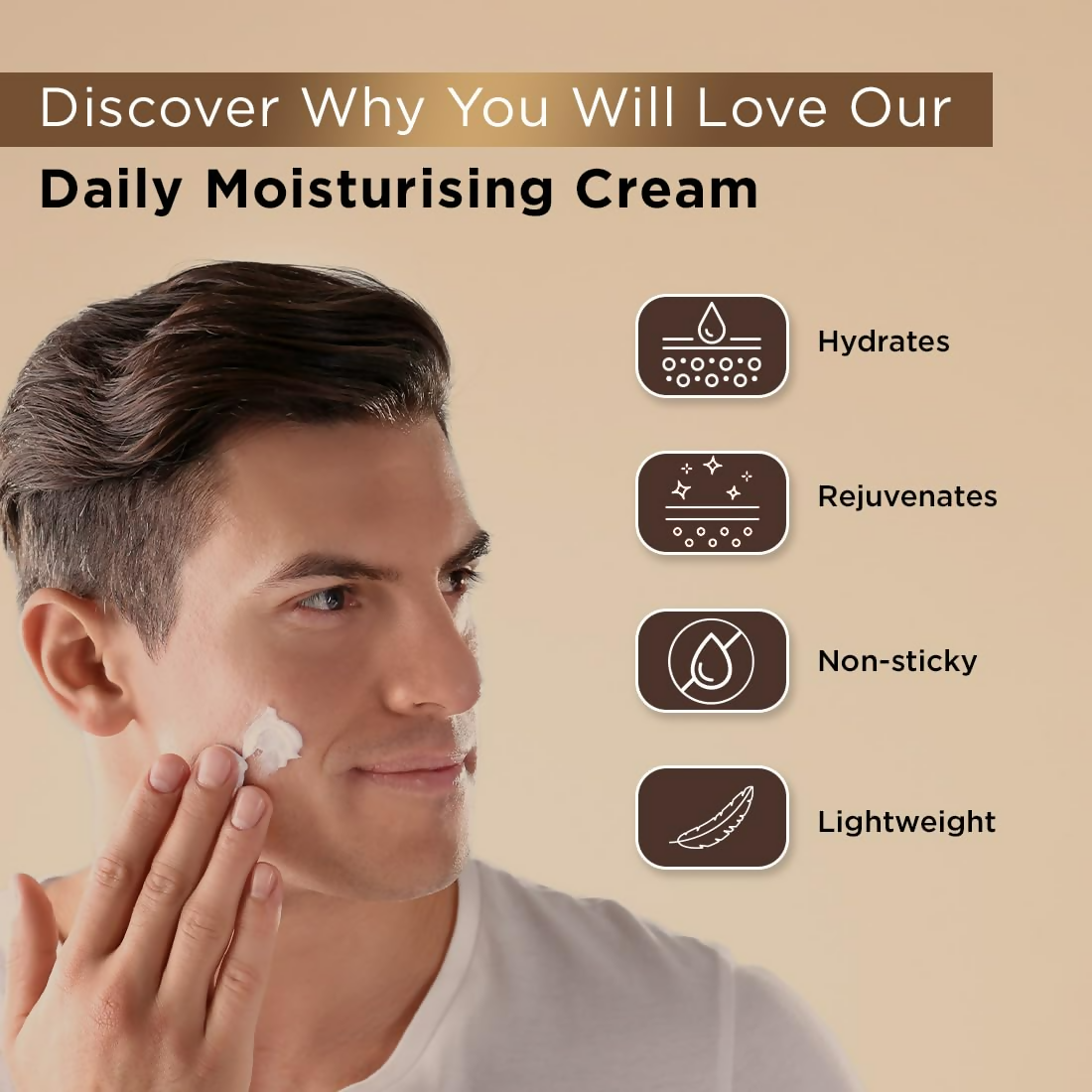 The Man Company Non-Sticky Daily Moisturizing Cream For Dry Skin - Distacart