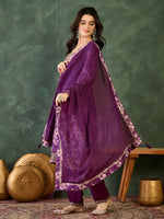 Thumbnail for The52 Women's Beautiful Embroidery Work Chinon silk Fabric Straight Kurta Pant and Dupatta Set - Distacart