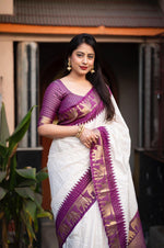 Thumbnail for Lavender Silk Zari Woven Saree with Unstitched Blouse - Hiral Fashion - Distacart