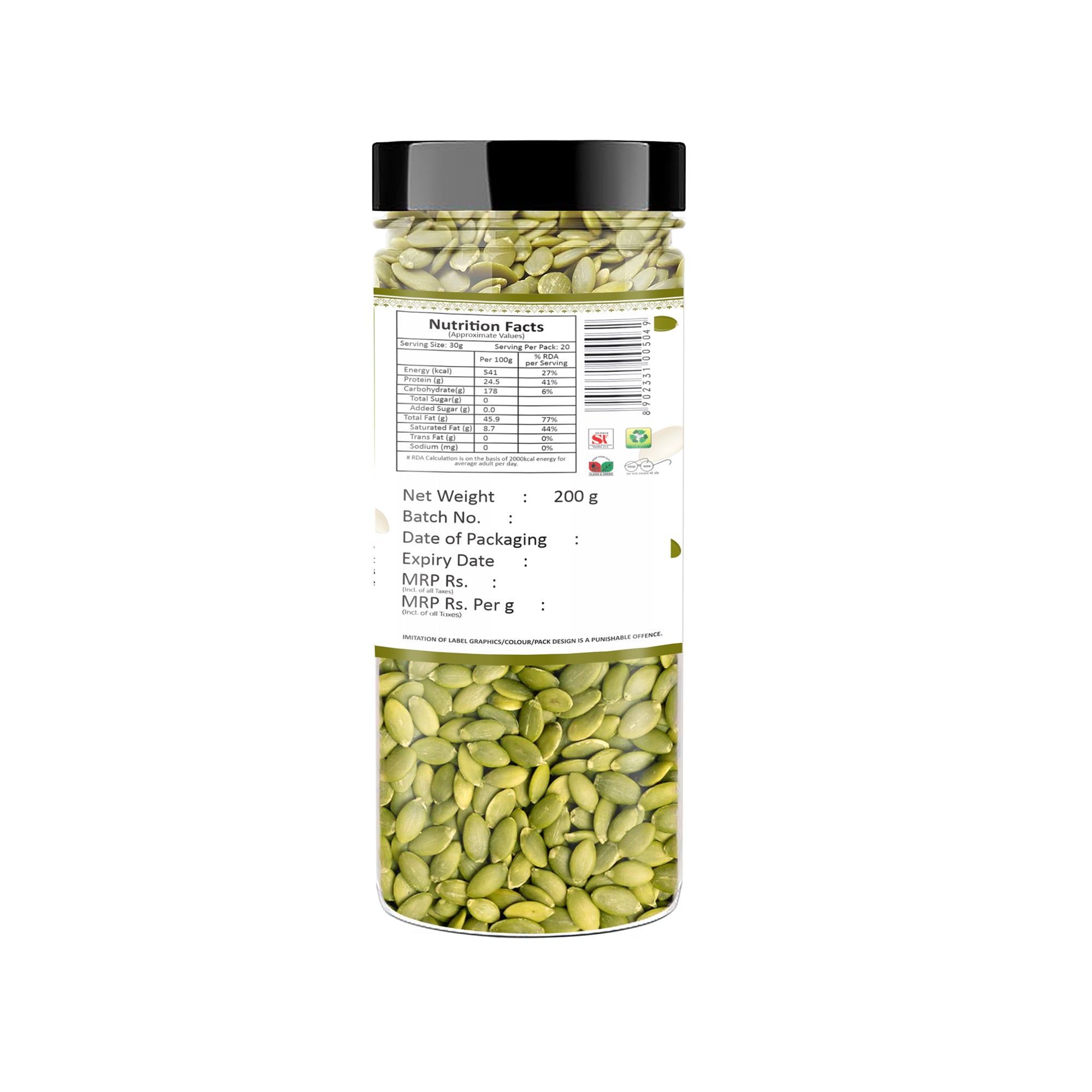 Yum Yum Roasted & Salted Pumpkin Seeds Jar - Dista
