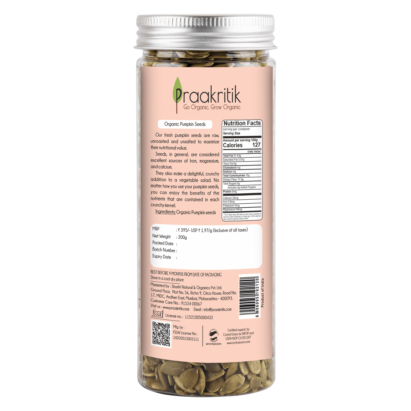 Praakritik Organic Pumpkin seeds - Distacart