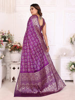 Thumbnail for Anaita Purple Soft Satin Silk Bandhej Print Saree With Kanchi Zari Weaving Border - Distacart