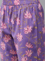 Thumbnail for Yufta Purple Pure Cotton kurta set with embroidery Kurta Trouser Set