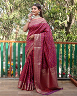 Thumbnail for Lorenvalley Premium Bandhej Patola Silk Sarees with kanchi Borders and Contrast Zari Weaving borders Saree - Purple - Distacart