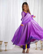 Thumbnail for Lorenvalley Women Pure Soft Faux Georgette Colourfull Padding Anarkali Kurta Pant With Dupatta Set