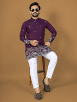 Thumbnail for Anaita Purple Embroidery Silk Straight Kurta - Distacart