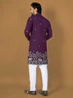 Thumbnail for Anaita Purple Embroidery Silk Straight Kurta - Distacart