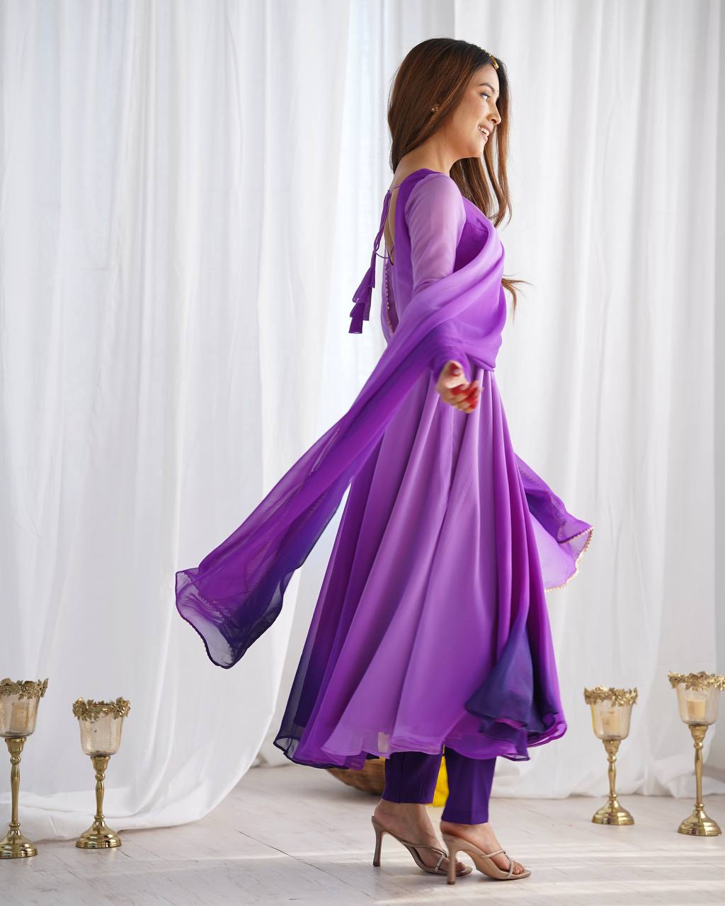 Evanik Purple Pure Soft Georgette Colorful Padding Anarkali Suit