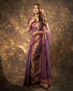 Thumbnail for Evanik Attractive Purple Fendy Silk Saree with Jacquard Weaving Blouse