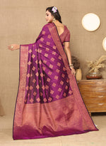Thumbnail for Lorenvalley Fashion Purple Soft Katan Silk Woven Design Copper Zari Weaving Saree - Distacart