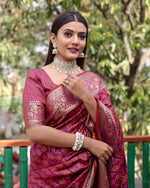 Thumbnail for Lorenvalley Premium Bandhej Patola Silk Sarees with kanchi Borders and Contrast Zari Weaving borders Saree - Purple - Distacart