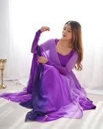 Thumbnail for Evanik Purple Pure Soft Georgette Colorful Padding Anarkali Suit