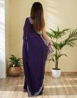 Thumbnail for Lorenvalley Fashion Purple Rangoli Silk with Coding Lace Work Saree with Blouse