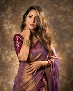 Thumbnail for Evanik Attractive Purple Fendy Silk Saree with Jacquard Weaving Blouse